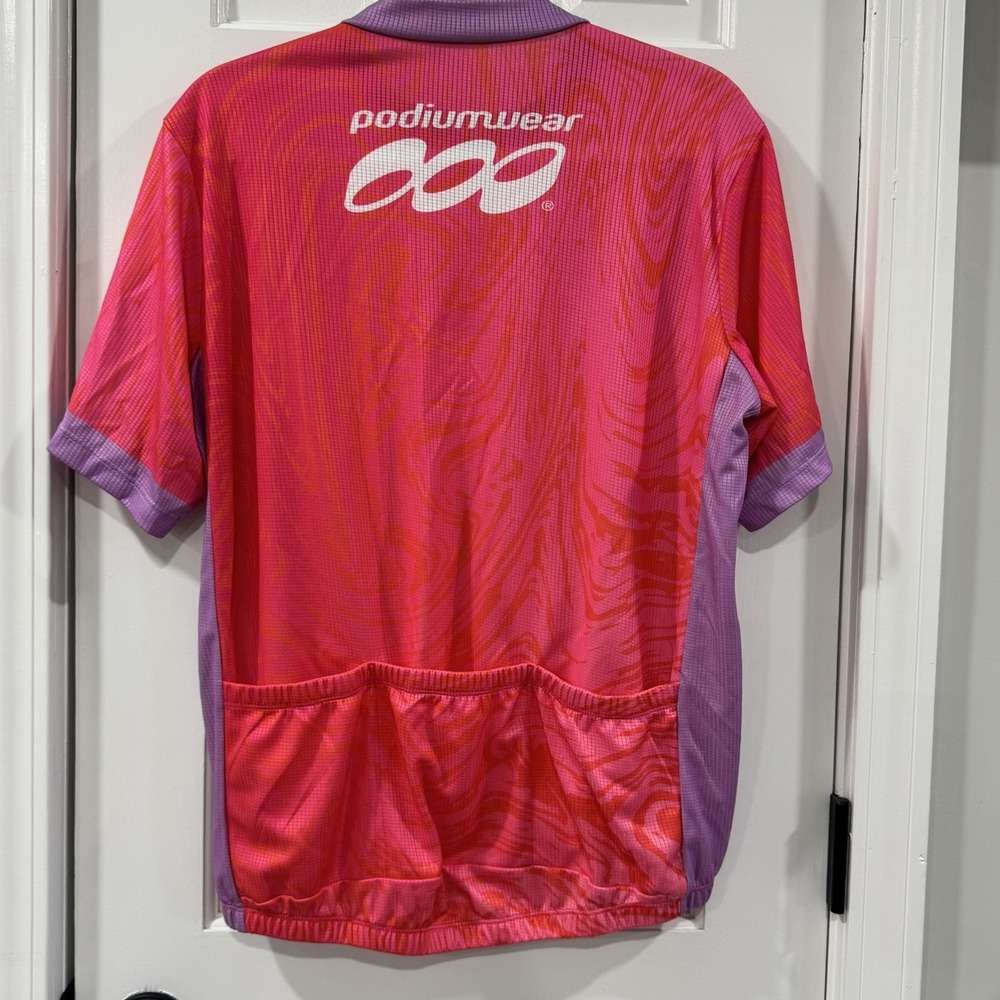 Podiumwear Men's XL Cycling Jersey Pink Purple Full Zip Short Sleeve Bike - Picture 6 of 10